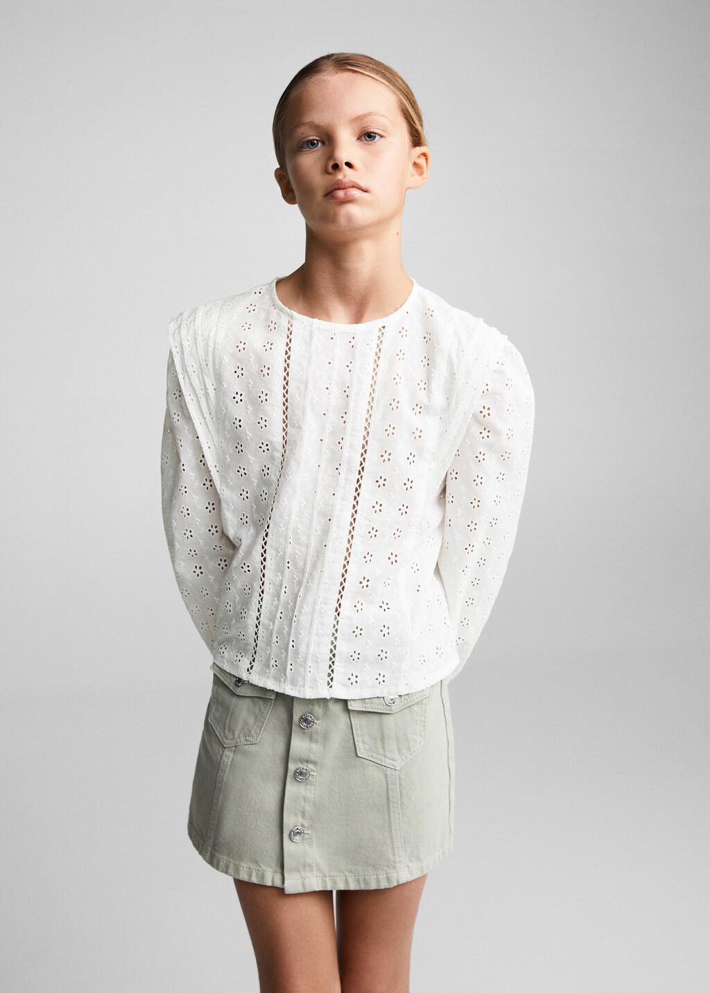 Bluse mit floraler stickerei Clearance